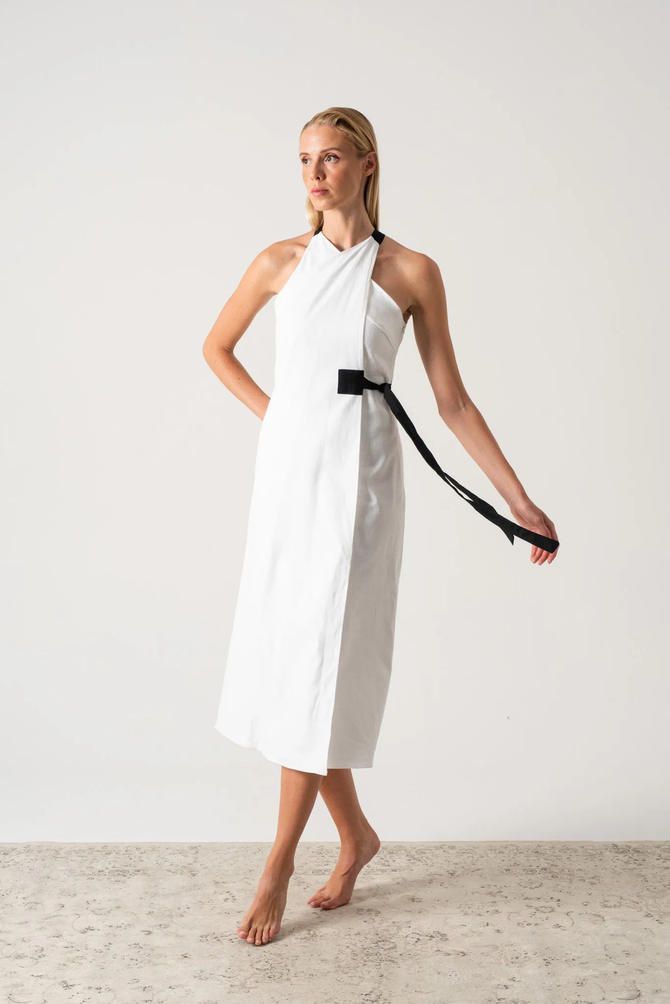 Zulu Linen Wrap Dress White