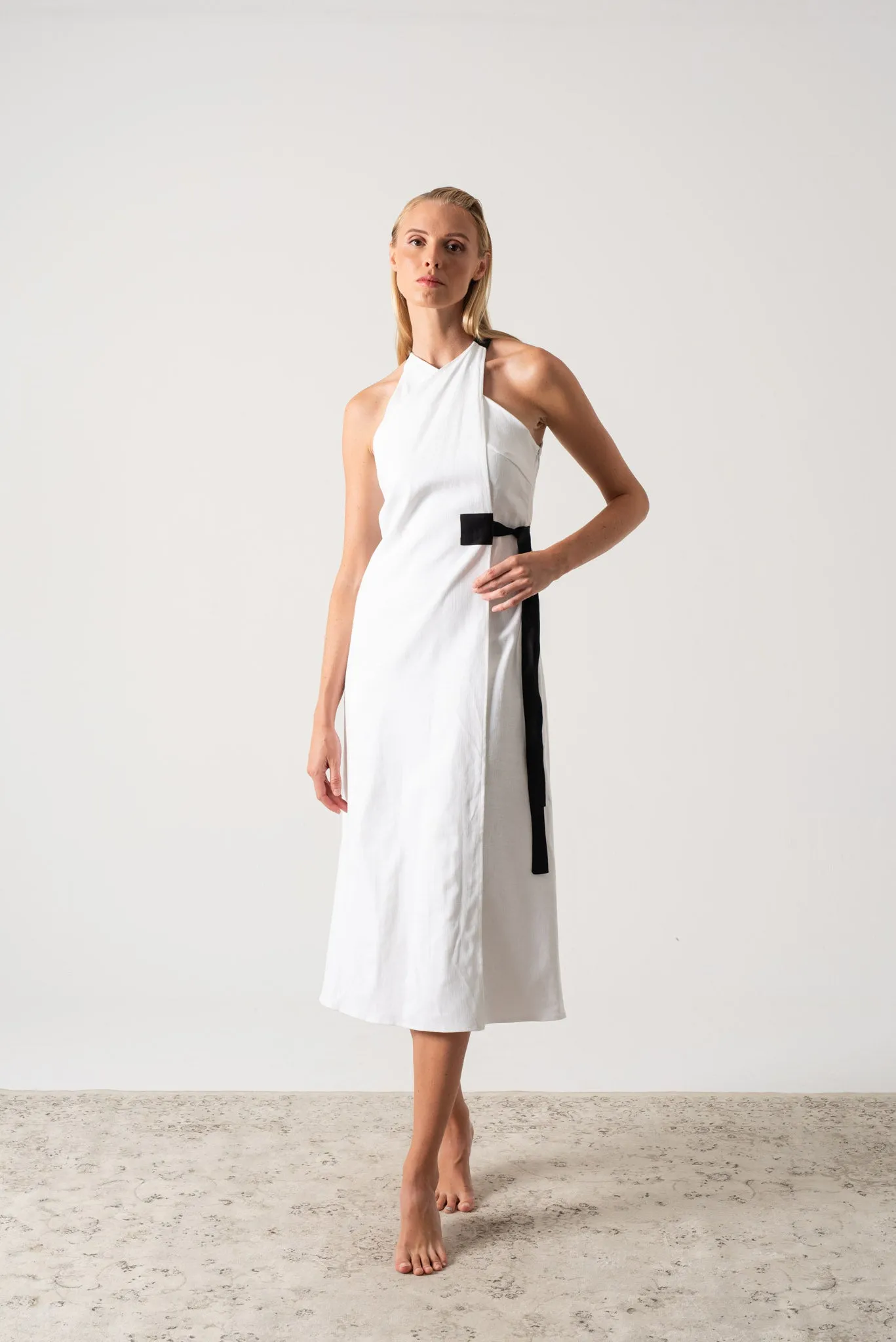 Zulu Linen Wrap Dress White