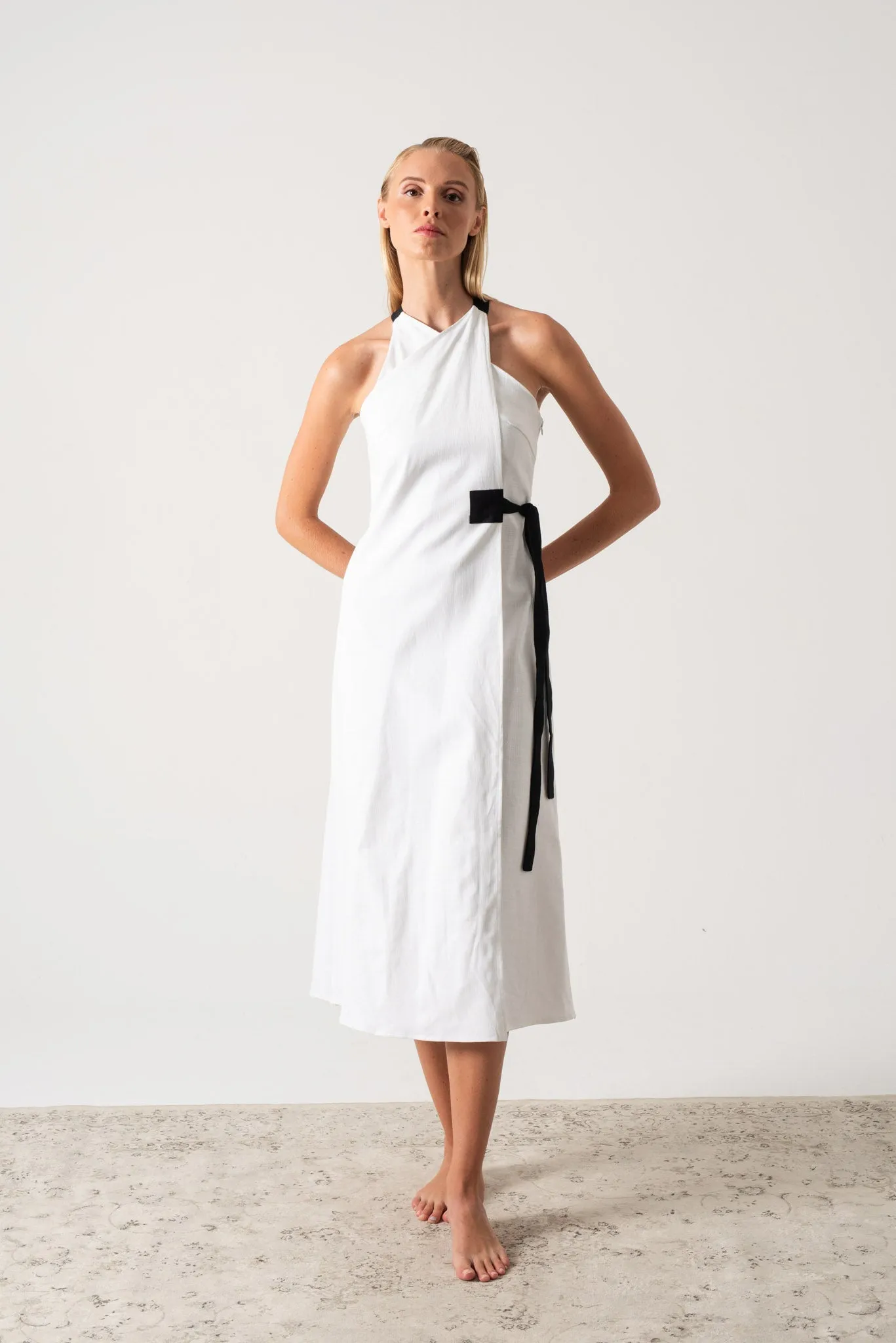 Zulu Linen Wrap Dress White